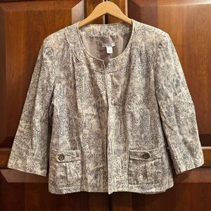 Dressbarn Linen Blend Beige Snakeskin Print Blazer Size XL